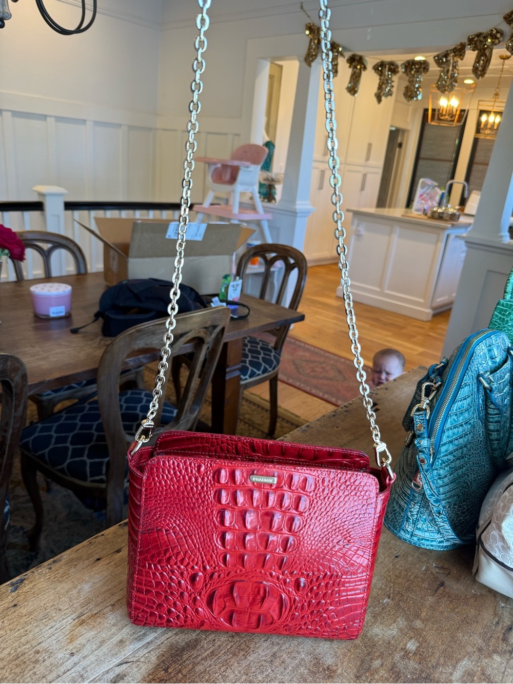 Brahmin Red Croc Leather Crossbody - Picture 7 of 10